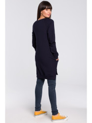 B101 Oversized tunic with split sides - navy blue