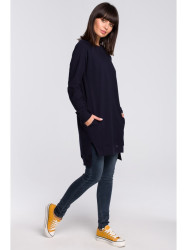 B101 Oversized tunic with split sides - navy blue