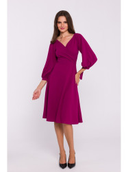 S383 Flared dress with puff sleeves - black