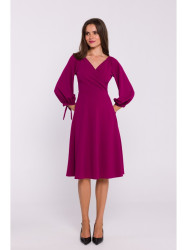 S383 Flared dress with puff sleeves - black