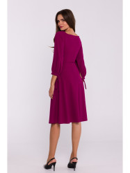 S383 Flared dress with puff sleeves - black