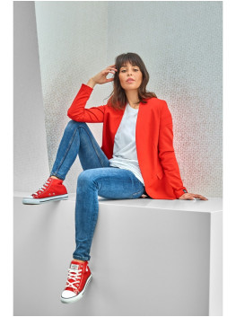 B102 Cotton-blend open blazer - red