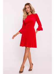 M825 Velvet ruffle dress - red
