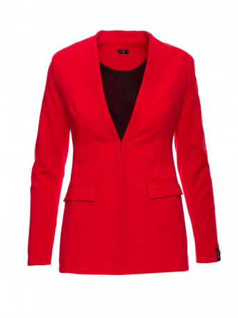B102 Cotton-blend open blazer - red