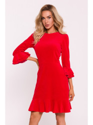 M825 Velvet ruffle dress - red
