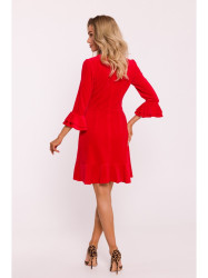 M825 Velvet ruffle dress - red