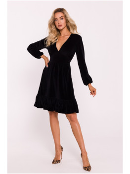 M826 Velvet V-neck dress - black