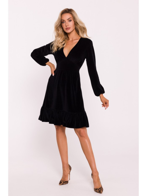 M826 Velvet V-neck dress - black