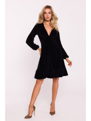 M826 Velvet V-neck dress - black