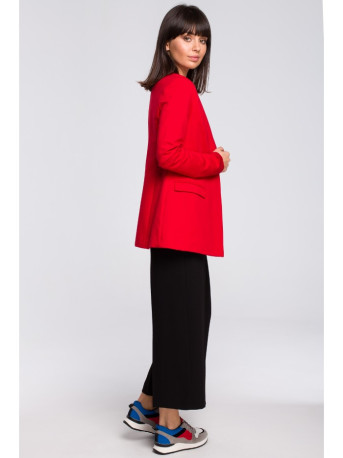 B102 Cotton-blend open blazer - red