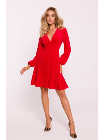 M826 Velvet V-neck dress - red