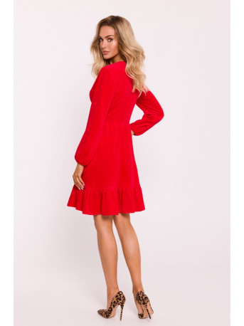 M826 Velvet V-neck dress - red