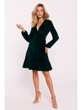 M826 Velvet V-neck dress - green
