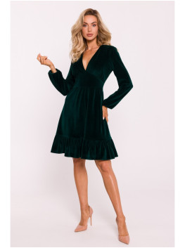 M826 Velvet V-neck dress - green