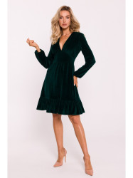 M826 Velvet V-neck dress - green