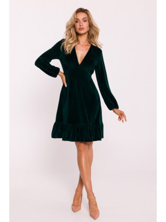 M826 Velvet V-neck dress - green