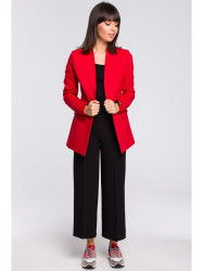 B102 Cotton-blend open blazer - red