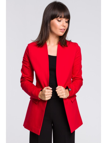 B102 Cotton-blend open blazer - red