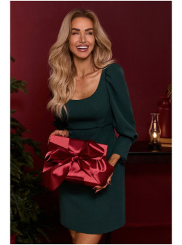 M836 Square neckline mini dress - bottle green