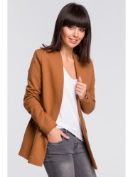 B102 Cotton-blend open blazer - caramel