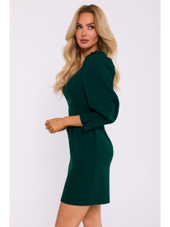 M836 Square neckline mini dress - bottle green