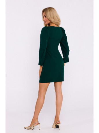 M836 Square neckline mini dress - bottle green