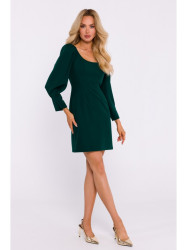 M836 Square neckline mini dress - bottle green