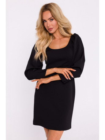 M836 Square neckline mini dress - black