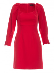 M836 Square neckline mini dress - red