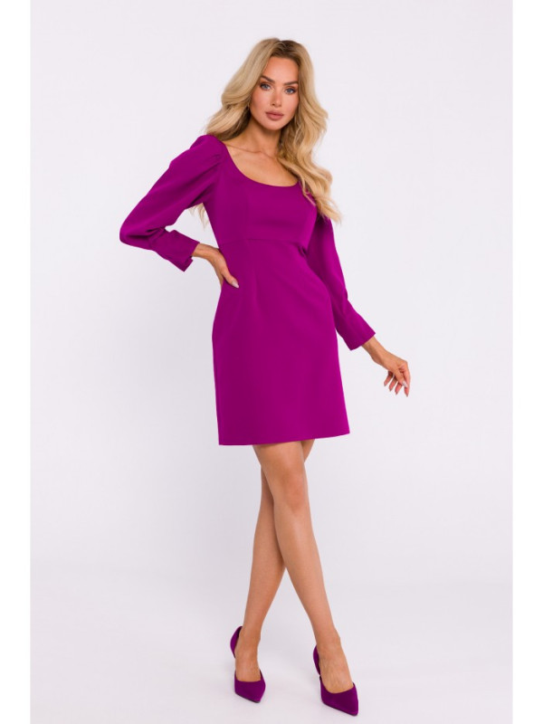 M836 Square neckline mini dress - ruby