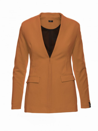 B102 Cotton-blend open blazer - caramel