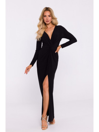 M840 Maxi dress with a knot - black