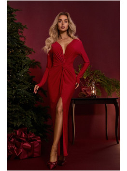 M840 Maxi dress with a knot - red
