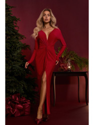 M840 Maxi dress with a knot - red