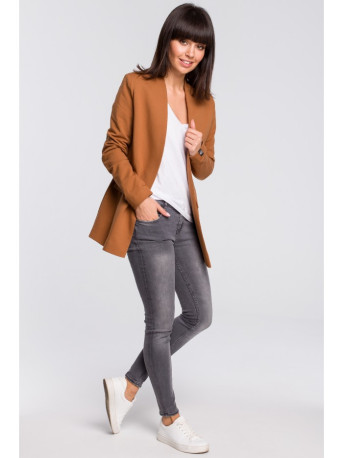 B102 Cotton-blend open blazer - caramel