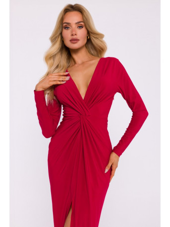 M840 Maxi dress with a knot - red