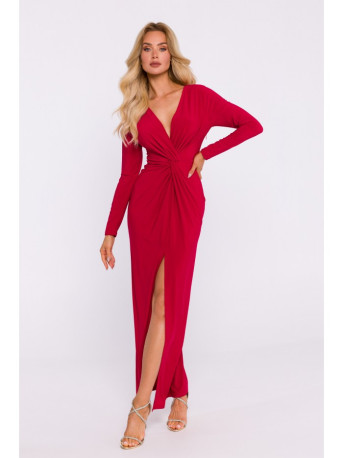 M840 Maxi dress with a knot - red