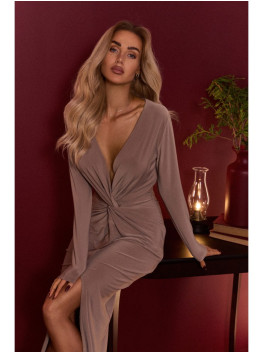 M840 Maxi dress with a knot - beige