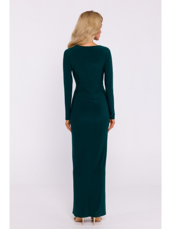 M840 Maxi dress with a knot - bottle green