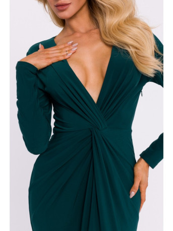 M840 Maxi dress with a knot - bottle green