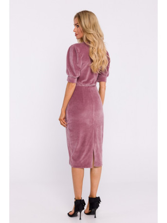 M827 Velvet sheath dress - crepe pink