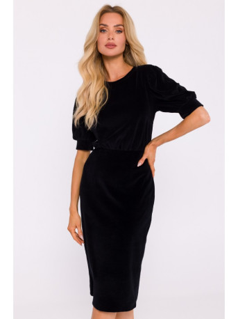 M827 Velvet sheath dress - black