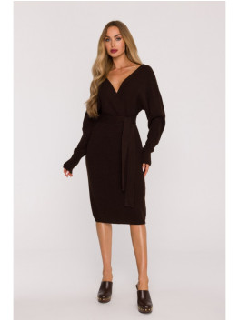 M810 Sweater dress with V-neck - brown