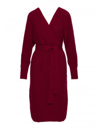 M810 Sweater dress with V-neck - maroon