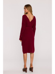 M810 Sweater dress with V-neck - maroon