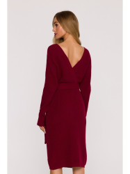 M810 Sweater dress with V-neck - maroon