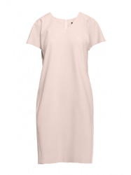 S392 Relaxed fit dress with V-neck - beige