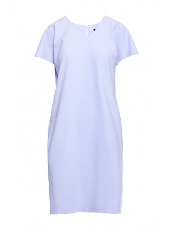 S392 Relaxed fit dress with V-neck - light blue