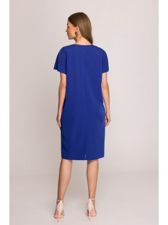 S392 Relaxed fit dress with V-neck - royal blue