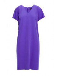 S392 Relaxed fit dress with V-neck - purple